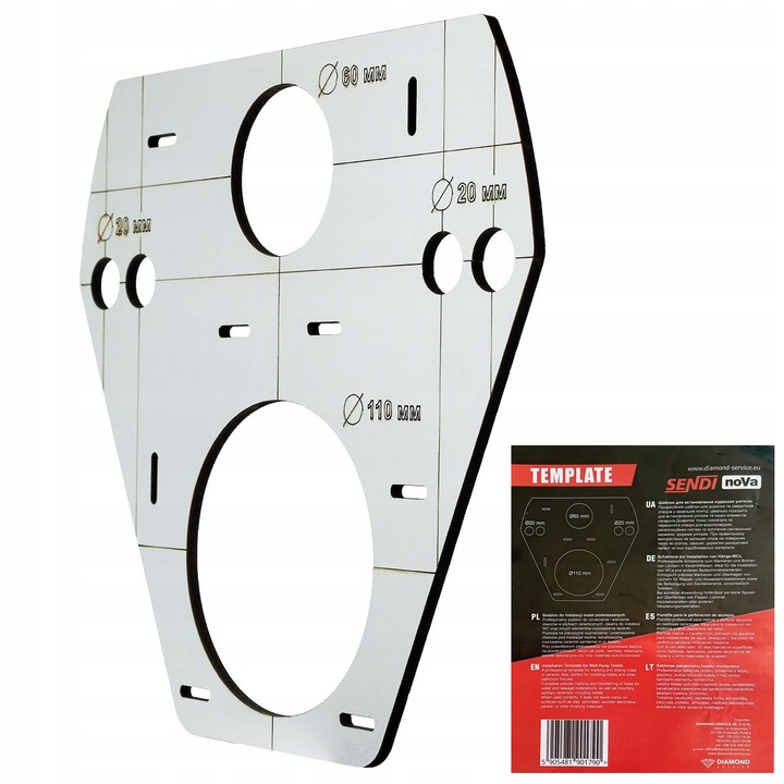 Szablon wzornik znacznik otworów stelaż geberit WC noVa TEMPLATE SENDI