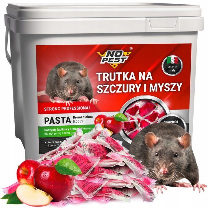 MOCNA SILNA TRUTKA NA SZCZURY MYSZY CZERWONA PASTA BROMADIOLONE NO