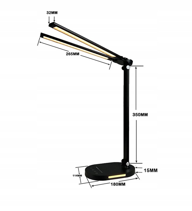 Podwójna Lampka Biurkowa LED Lampa na Biurko Kreślarska 24W Aluminium