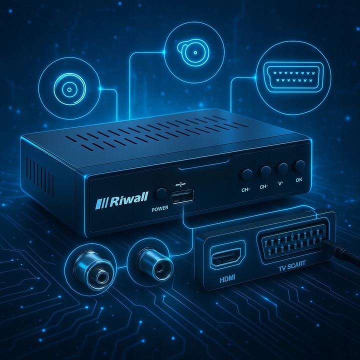 TUNER DEKODER DVB-T2 HEVC TV NAZIEMNEJ H.265 USB HDMI PILOT RIWALL