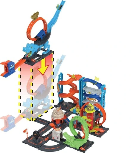 HOT WHEELS ZESTAW TORÓW PĘTLA T-REXA + autko