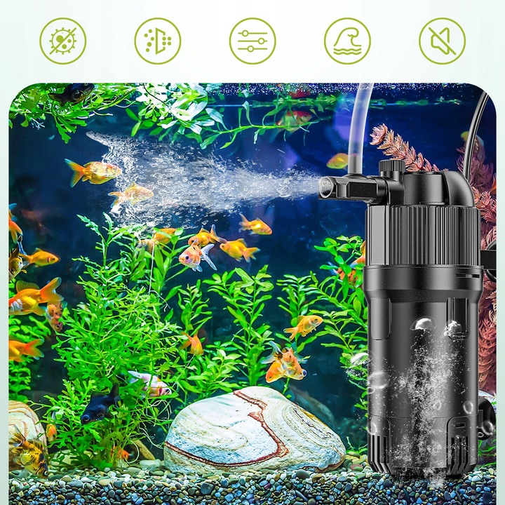 5W1 FILTR WEWNĘTRZNY Z LAMPĄ UV 500L/H DO AKWARIUM 10-120L z UVC