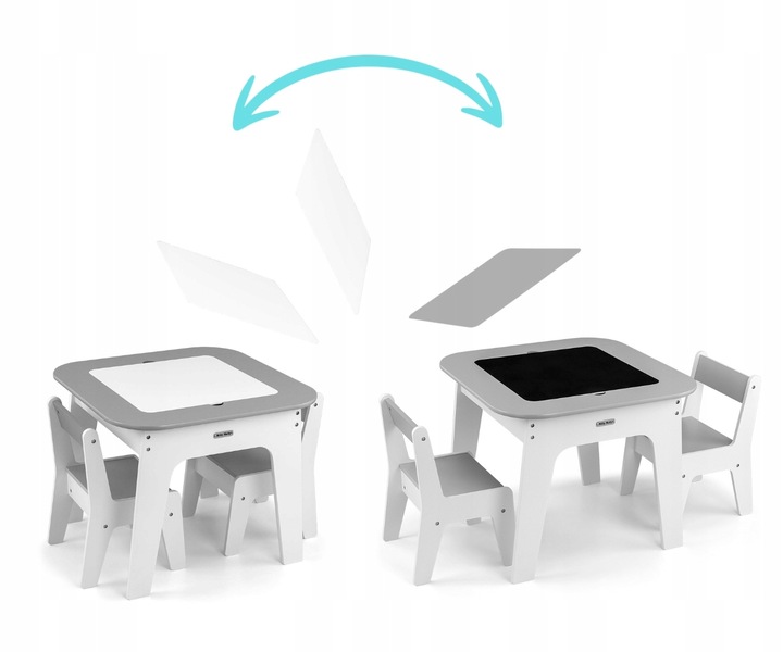 Stolik drewniany z krzesłami BIAŁY dzieci Zabawa Nauka Olaf Milly