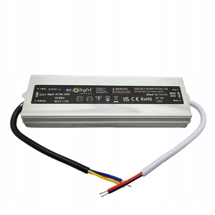Eco Light Zasilacz LED hermetyczny 120W 12V 10A 245x75x40