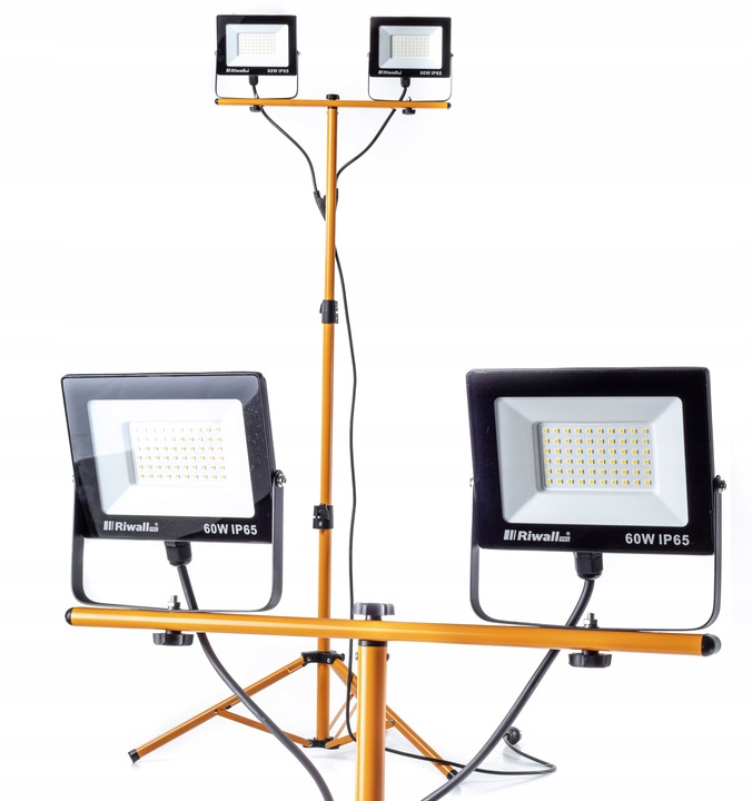 Halogen LED Statyw Budowlany Naświetlacz 2X 60W Zestaw Stojak RIWALL