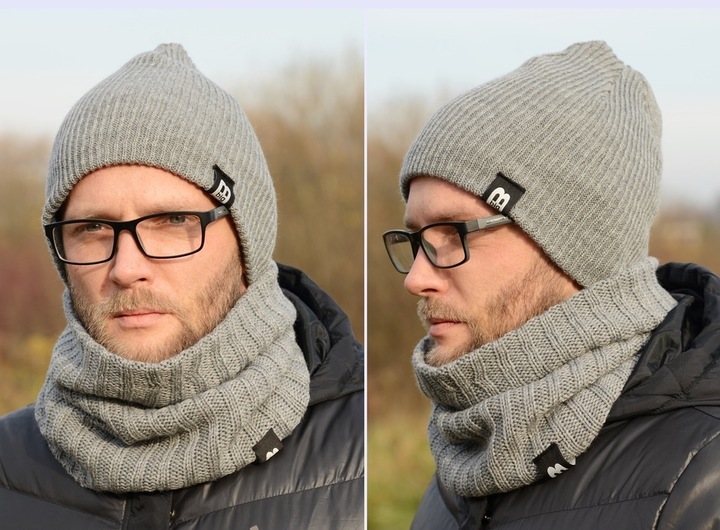 Ciepły POLSKI MĘSKI KOMPLET CZAPKA KOMIN zestaw szalik Tuba KOLORY k5