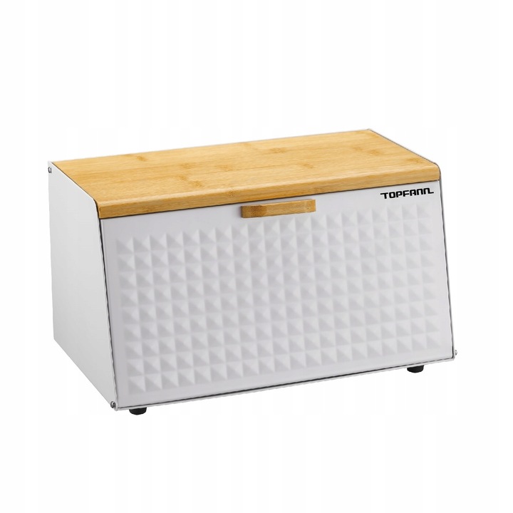 DUŻY CHLEBAK METALOWY Z DESKĄ POJEMNIK NA PIECZYWO CHLEB BIAŁY BAMBUSOWY