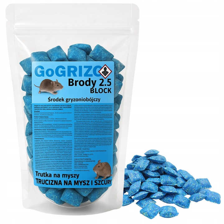 MOCNA TRUTKA NA SZCZURY MYSZY BRODIFAKUM KOSTKA WOSKOWA NA GRYZONIE