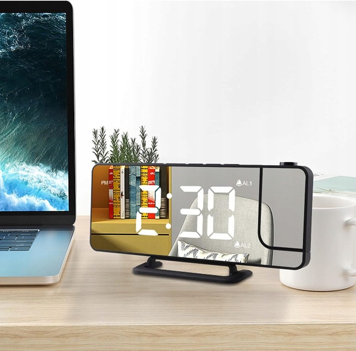 BUDZIK ZEGAR ELEKTRONICZNY GŁOŚNY Z PROJEKTOREM LED STOJĄCY CYFROWY DATA