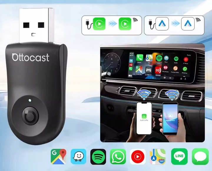 Bezprzewodowy Adapter Ottocast Mini 2w1 CarPlay / Android Auto CA505-T