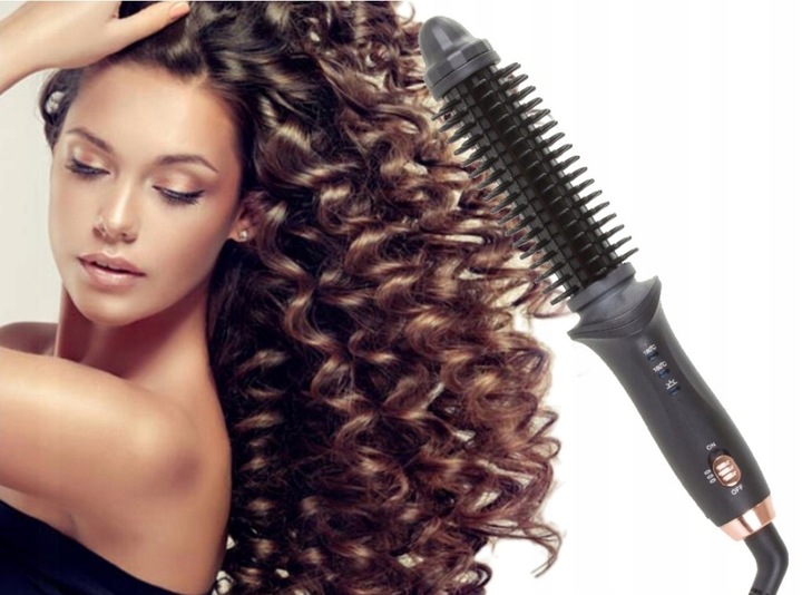 Lokówka do Stylizacji Włosów Ceramiczna Szczotka do Włosów Loki Fale Czarna