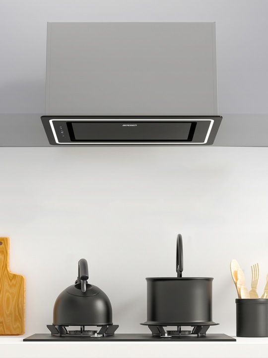 Okap kuchenny podszafkowy do zabudowy 52cm czarny LED premium Berdsen