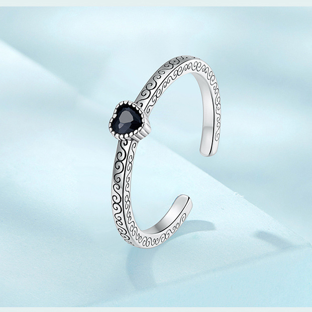 Pierścionek Srebrny 925 Z Serce Wzór Pierścionki Srebrne Regulowany Srebro