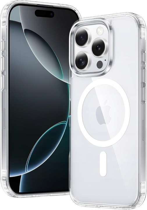 Etui Do iPhone 16 Pro Max +Szkło 9H WZMACNIANE 360° do MAGSAFE CLEAR CASE