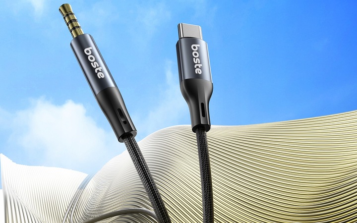 BOSTE KABEL ADAPTER PRZEJŚCIÓWKA AUDIO USB-C DO MINI JACK 3.5MM AUX 1M