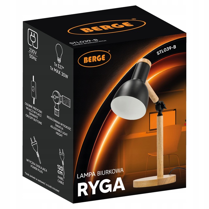 Lampka Na Biurko Do Czytania Drewniana E27 Stojąca + Podwójna