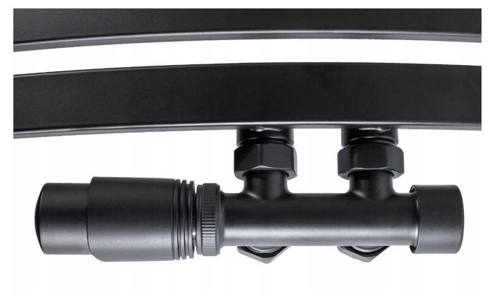 ZAWÓR TERMOSTATYCZNY CZARNY MAT DUOPLEX+MASKOWNICA PROSTOKĄTNA DO GRZEJNIKA