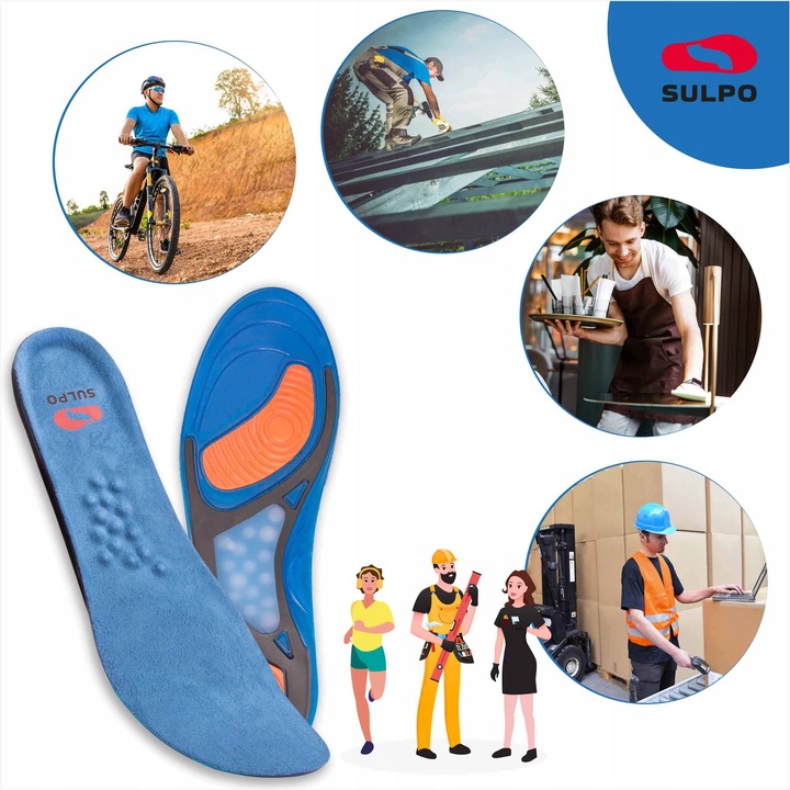 Wkładki żelowe do butów roboczych amortyzujące BHP 42-46 SULPO