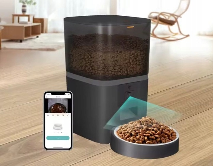AUTOMATYCZNY PODAJNIK 6L Z KAMERĄ HD1080p Wi-Fi DOZOWNIK KARMY DLA PSA KOTA