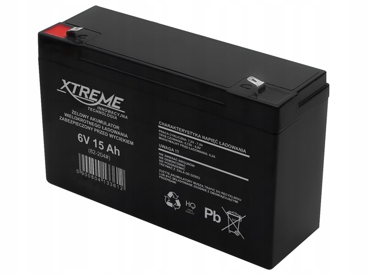 AKUMULATOR ŻELOWY AGM 6V 15Ah (WYMIAR 14Ah) MOCNY AUTKO ŁADOWARKA 6V 2A