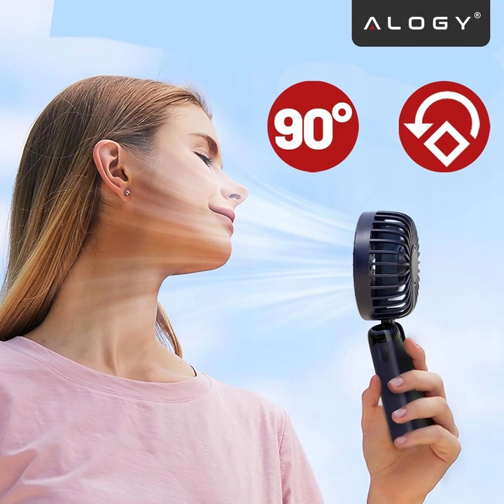 Wiatraczek Wentylator wiatrak stojący ręczny biurkowy cichy mocny USB-C