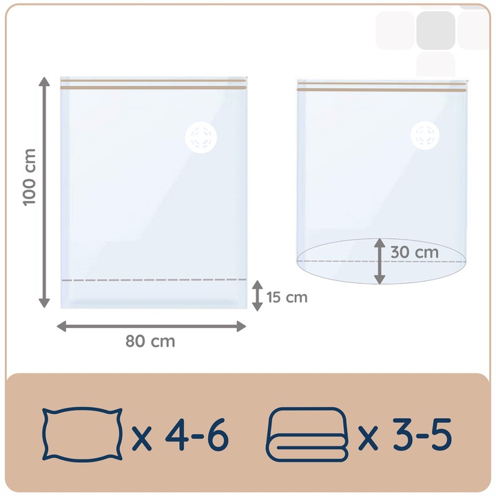 4CONVY 5x Worek próżniowy na pościel kołdrę ubrania 80x100x30 kostka duża