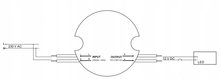 Zasilacz LED 12V DC 30W 2,5A Dopuszkowy Do Puszki fi 60 Hermetyczny