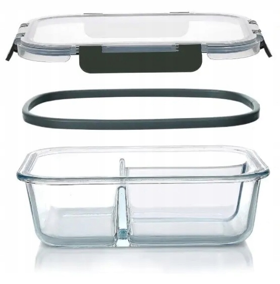 LUNCHBOX POJEMNIK SZKLANY NA ŻYWNOŚĆ ZESTAW 4SZT DWUKOMOROWE HERMETYCZNE
