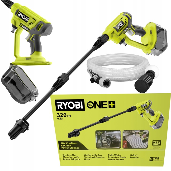 RYOBI AKUMULATOROWA MYJKA ciśnieniowa PISTOLET RY18PW22A 22BAR LANCA
