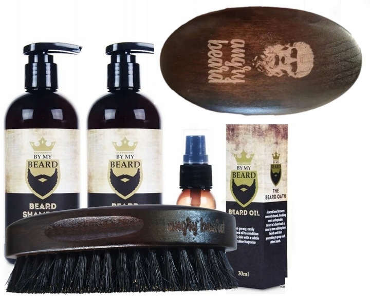 Zestaw Szampon Odżywka Olejek BY MY BEARD + Szczotka Angry Beard Do Brody