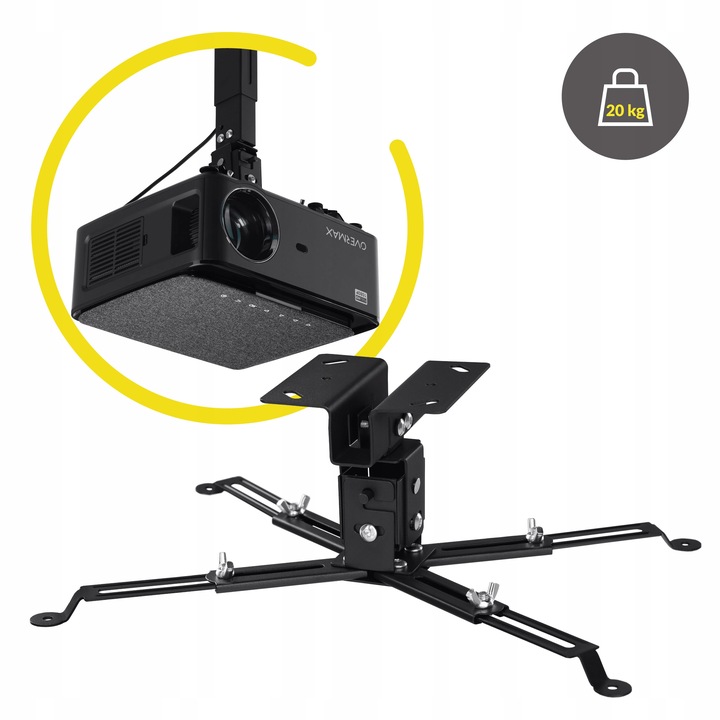 UCHWYT WIESZAK do projektora Sufitowy Ścienny CZARNY OVERMAX 2w1