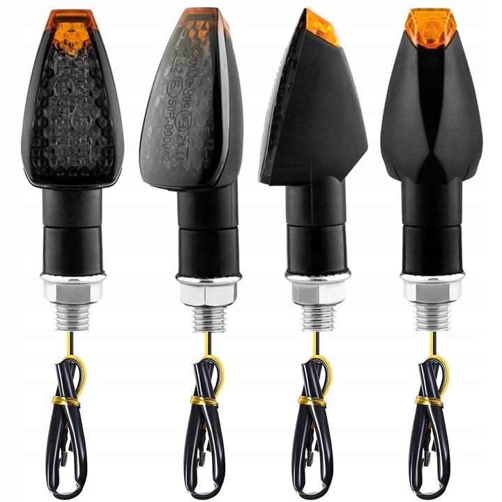 4x KIERUNKOWSKAZY MOTOCYKLOWE QUADA HOMOLOGACJA 12 V CZARNE DYMIONE 14 LED