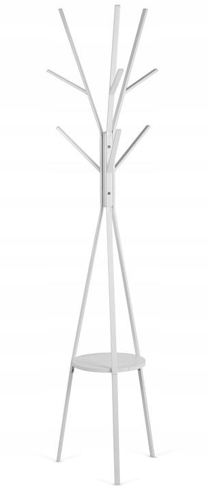 WIESZAK NA ODZIEŻ UBRANIA KURTKI STOJĄCY PODŁOGOWY PÓŁKA BIAŁY STOJAK