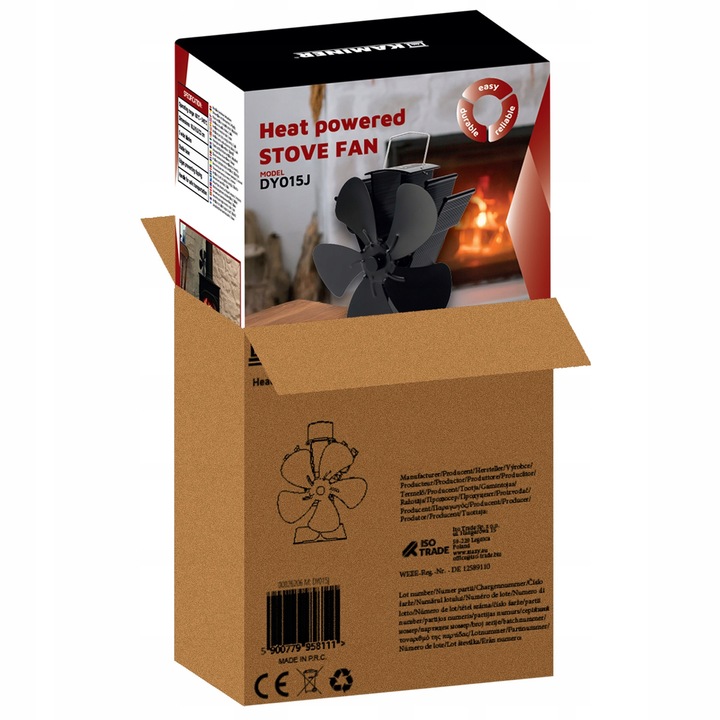 Wentylator Kominkowy Zasilany Ciepłem Termoelektryczny Wiatrak bez Prądu