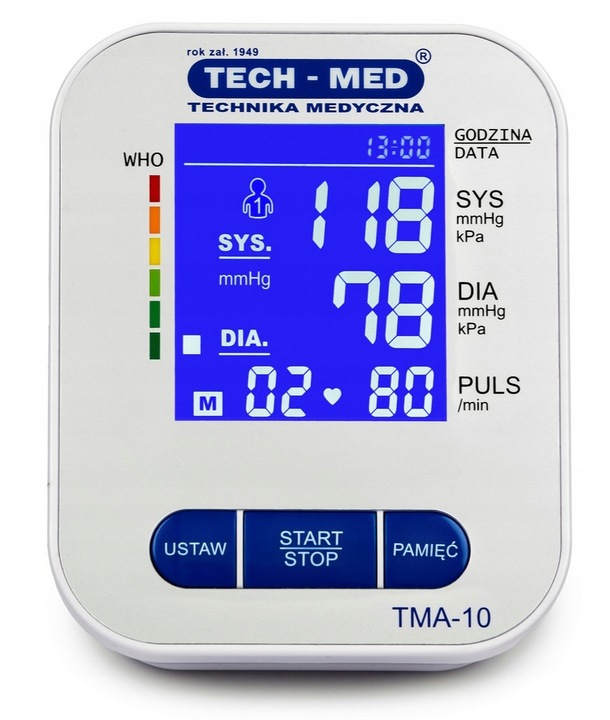 CIŚNIENIOMIERZ NARAMIENNY TECH-MED TMA-10 ARYTMIA PODŚWIETLANY EKRAN ETUI