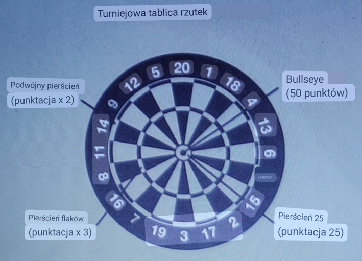 DART tarcza 43 cm lotki 6 szt gra Darts dwustronna