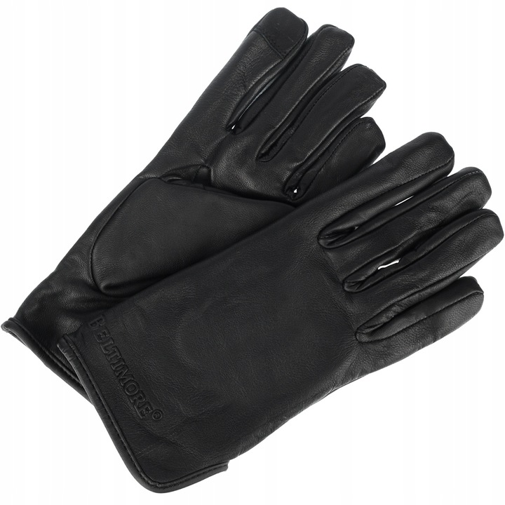 Rękawiczki skórzane damskie polar miś dotykowe pięciopalczaste