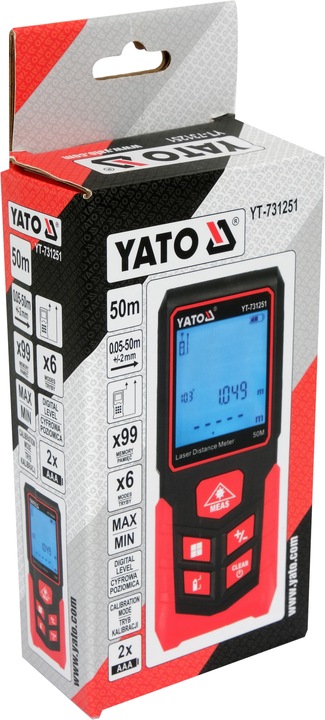 YATO DALMIERZ LASEROWY MIERNIK ODLEGŁOŚCI CYFROWY 50M
