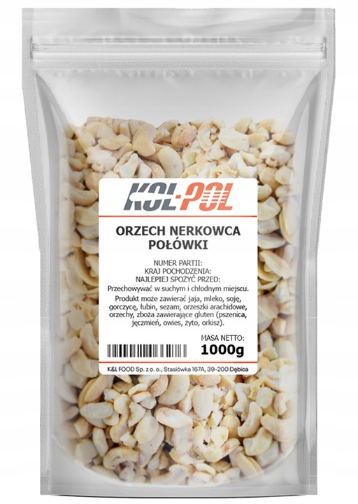 ORZECHY NERKOWCA 1kg Połówki nerkowce naturalne wysoka jakość Kol-Pol