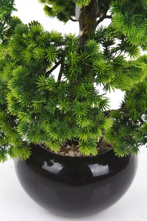 sztuczne drzewko BONSAI LARCH 48x35 modrzew w ceramicznej czarnej doniczce