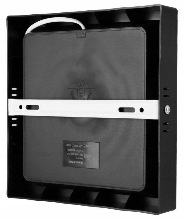 Panel Plafon Sufitowy LED Natynkowy Kwadrat Czarny 24W Nie Mruga CCD