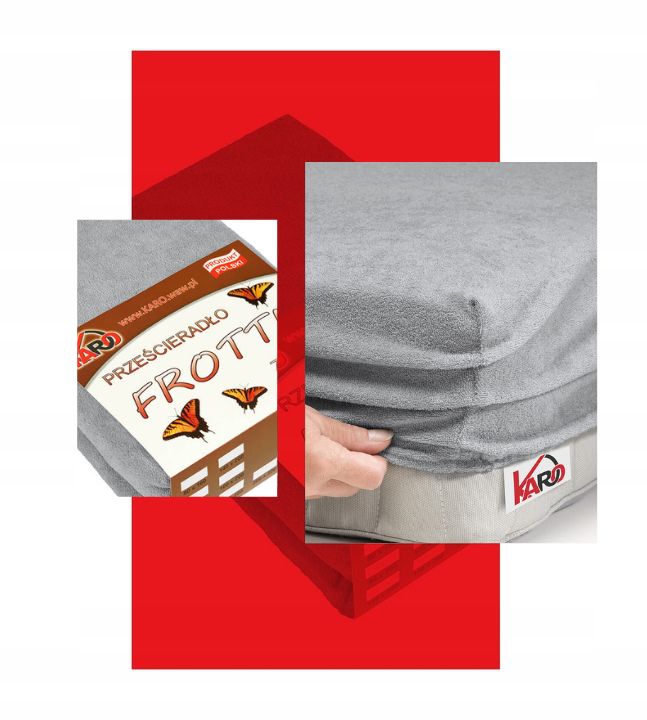 Prześcieradło frotte z gumką 140x200 szare KARO