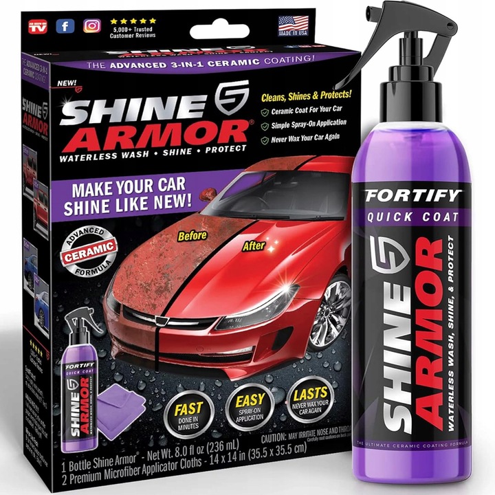 Wosk samochodowy CERAMICZNY DO LAKIERU 3W1 SPRAY WAX POWŁOKA Hydrofobowa