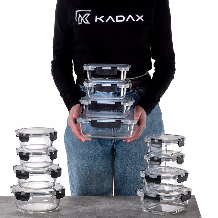 POJEMNIKI NA ŻYWNOŚĆ SZKLANY ZESTAW POJEMNIKÓW SZKLANE PUDEŁKO