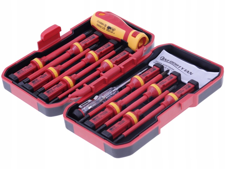 Zestaw wkrętaków izolowanych WKRĘTAKI IZOLOWANE w walizce 14 sztuk /
