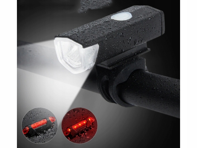 LAMPKA ROWEROWA LED PRZÓD + TYŁ OŚWIETLENIE ROWER