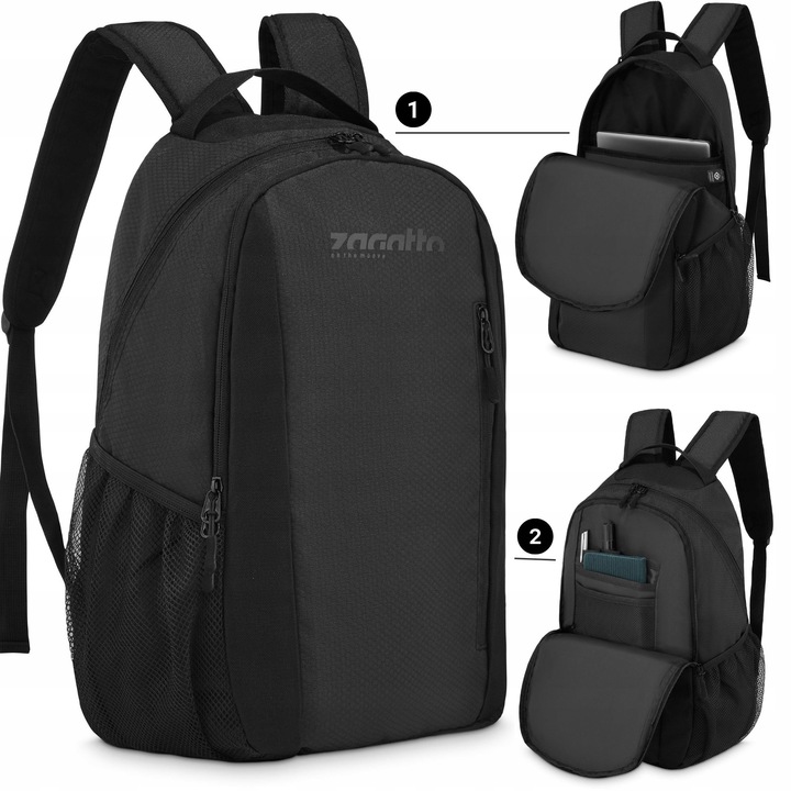Plecak męski do pracy na laptopa szkolny młodzieżowy pojemny czarny ZAGATTO