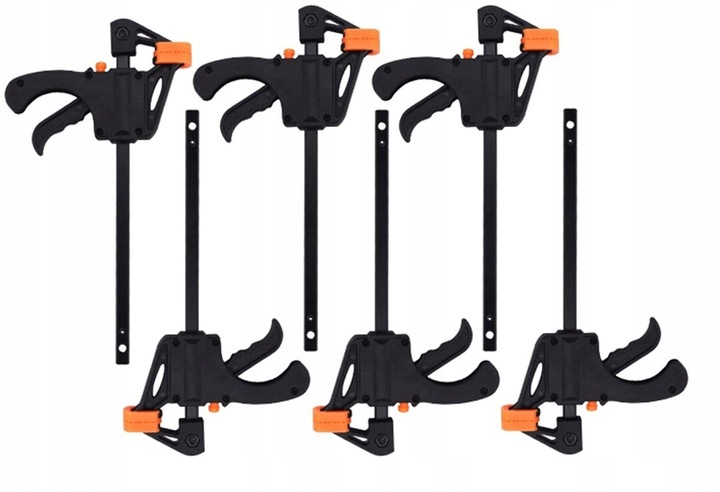 6x ŚCISK STOLARSKI UCHWYT JEDNORĘCZNY SZYBKOZACISKOWY SOLIDNY ZACISK