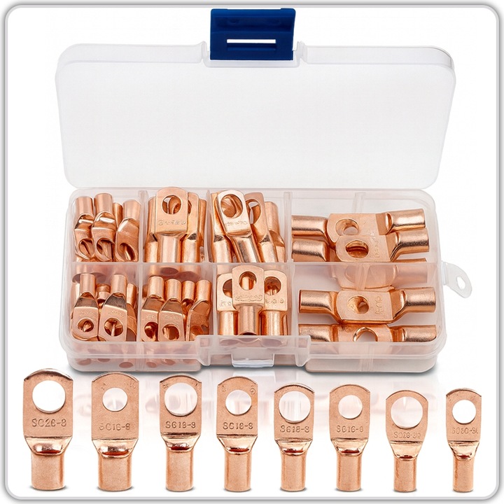 ZACISKARKA KABLI PRZEWODÓW PRASKA TULEJKI 6-50mm2 + 60 końcówek