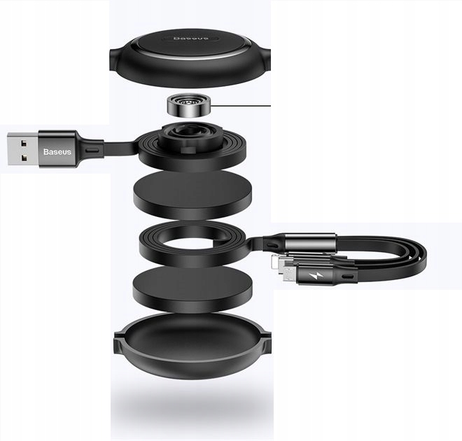 Kabel Zwijany USB 3 w 1 Lightning do iPhone Micro USB, USB-C 1,2m